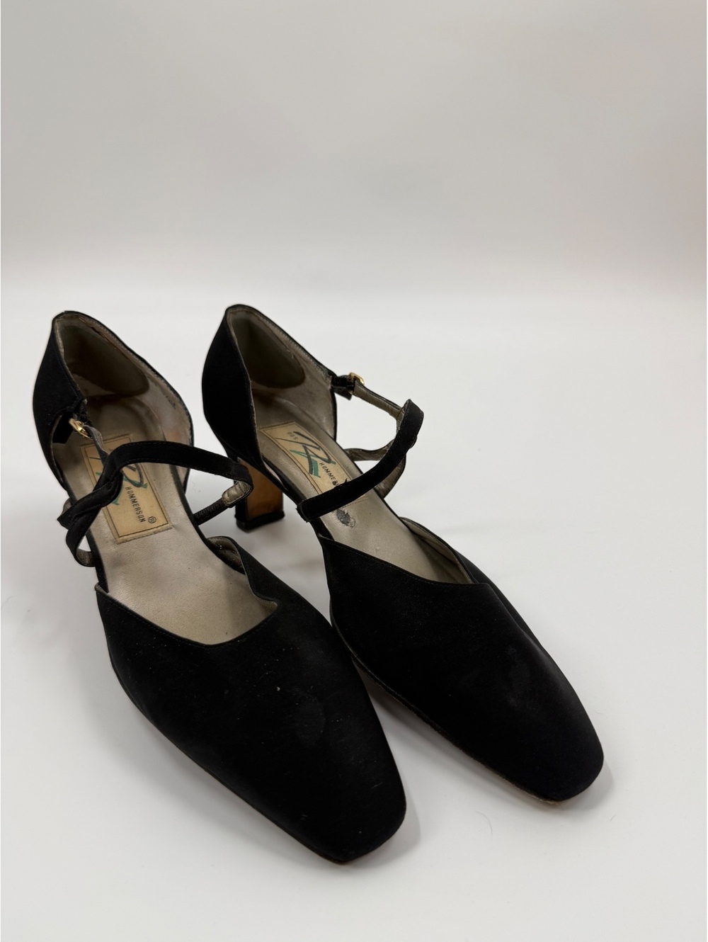 Ros Hommerson Black Suede Mary Jane Heels Women’s 8.5M Leather Sole Vintage